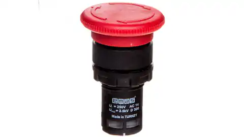 ⁨Przycisk dłoniowy bezpieczeństwa monoblok, 1NC, grzybek 40 mm, czerwony T0-MB200E⁩ w sklepie Wasserman.eu