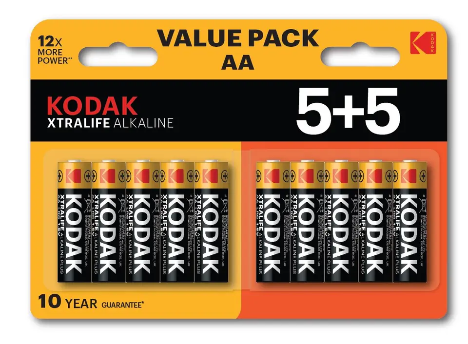 ⁨Kodak XTRALIFE Alkaline AA Battery 10 (5+5 pack)⁩ at Wasserman.eu