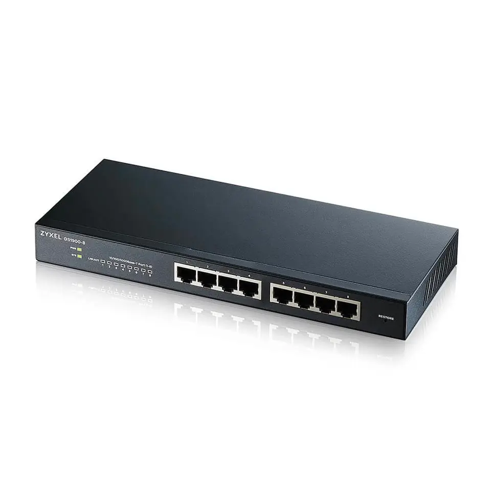 ⁨Zyxel GS1900-8 Managed L2 Gigabit Ethernet (10/100/1000) Black⁩ at Wasserman.eu