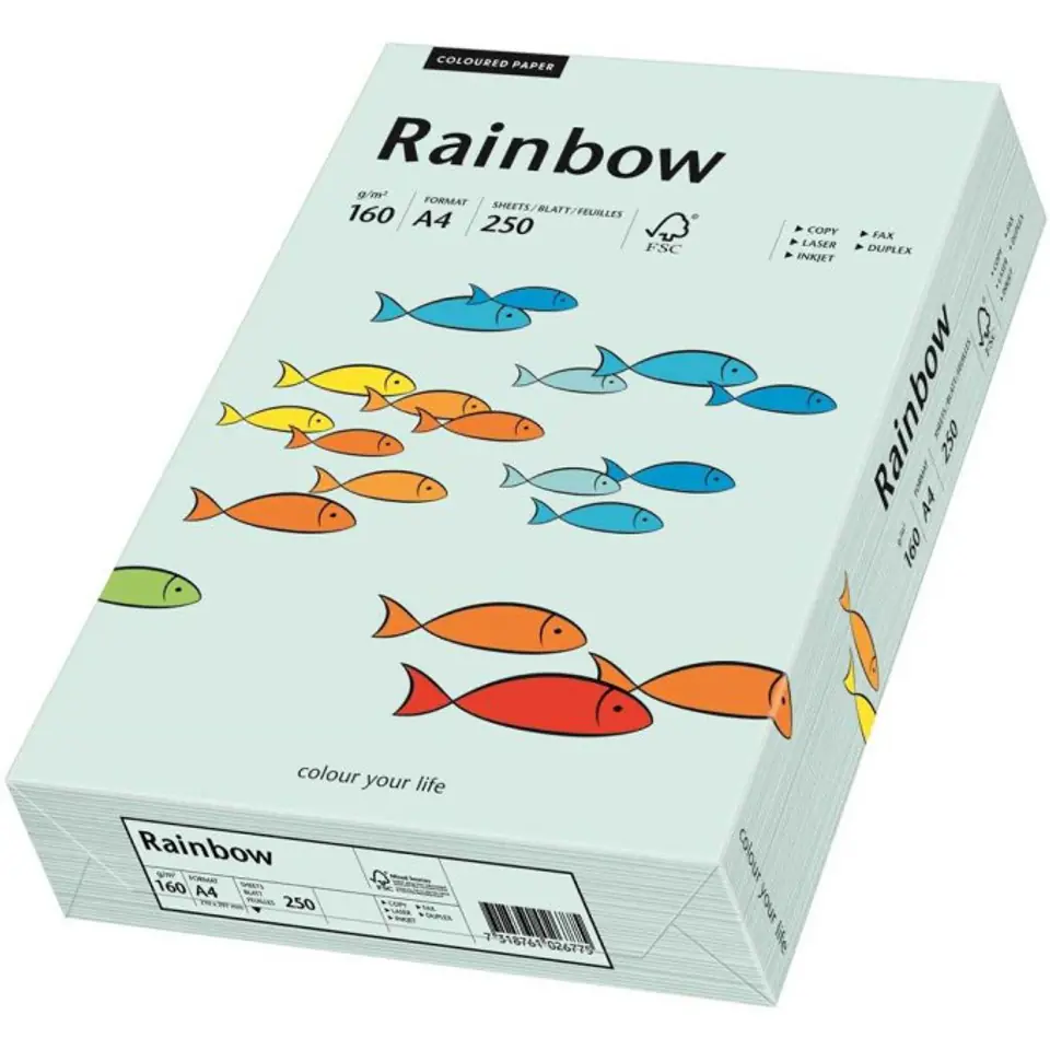 ⁨Papier ksero A4 160g RAINBOW R82 jasny niebieski 88042703⁩ w sklepie Wasserman.eu