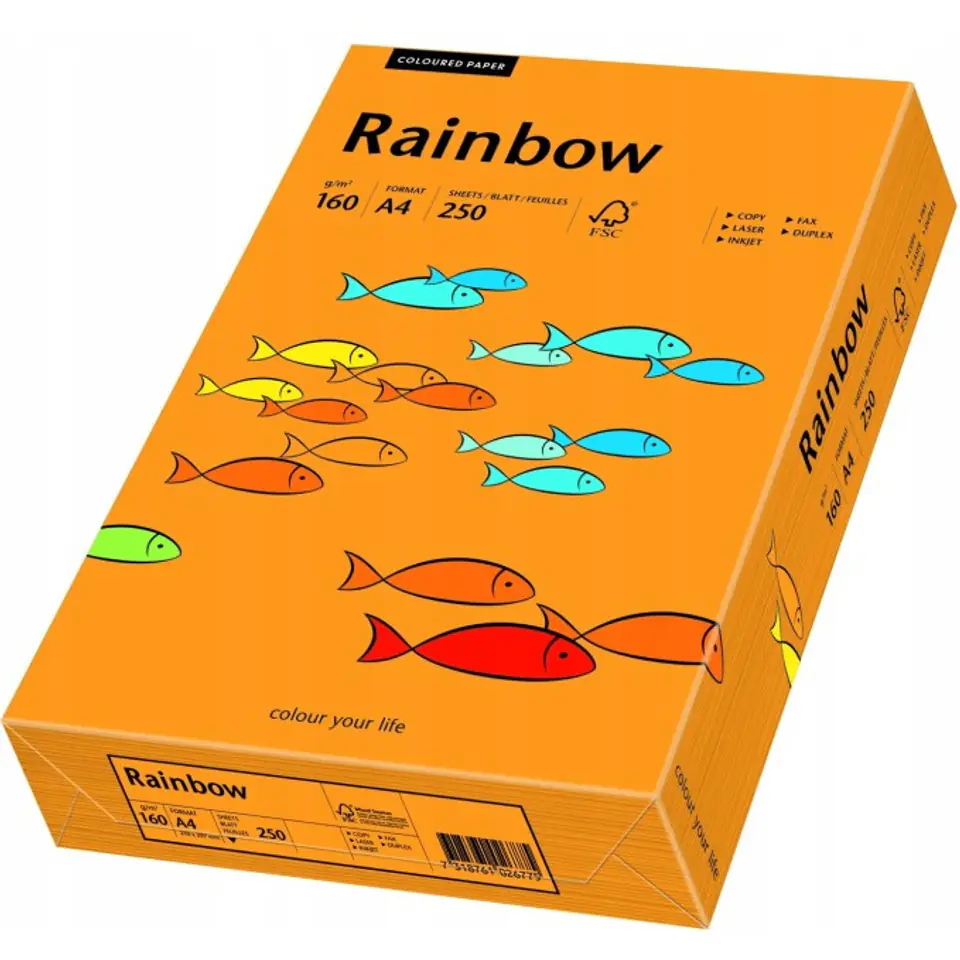 ⁨Papier ksero A4 160g RAINBOW R24 pomarańczowy 88042439⁩ w sklepie Wasserman.eu