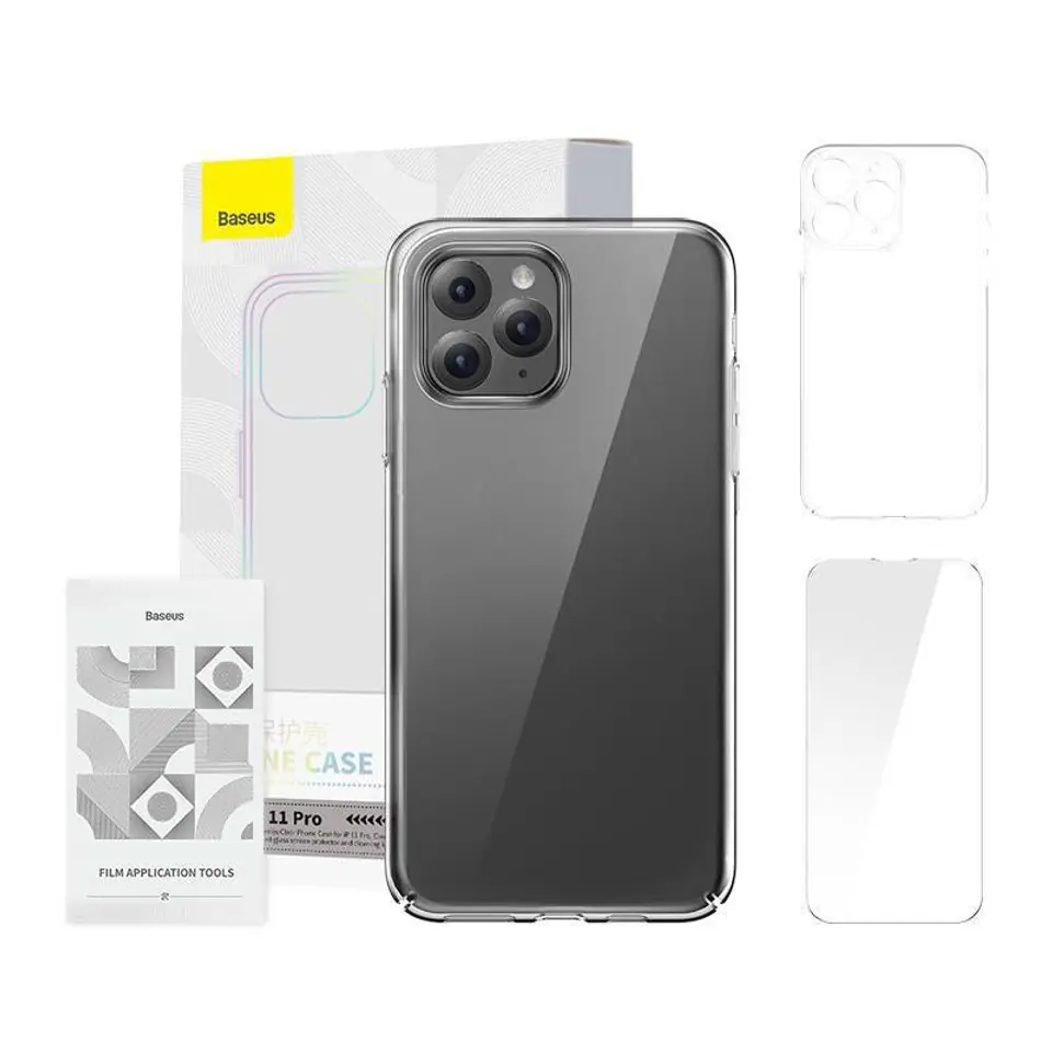 ⁨Etui Baseus Crystal Series Clear do iPhone 11 pro (przezroczyste) +szkło hartowane +zestaw czyszczący⁩ w sklepie Wasserman.eu