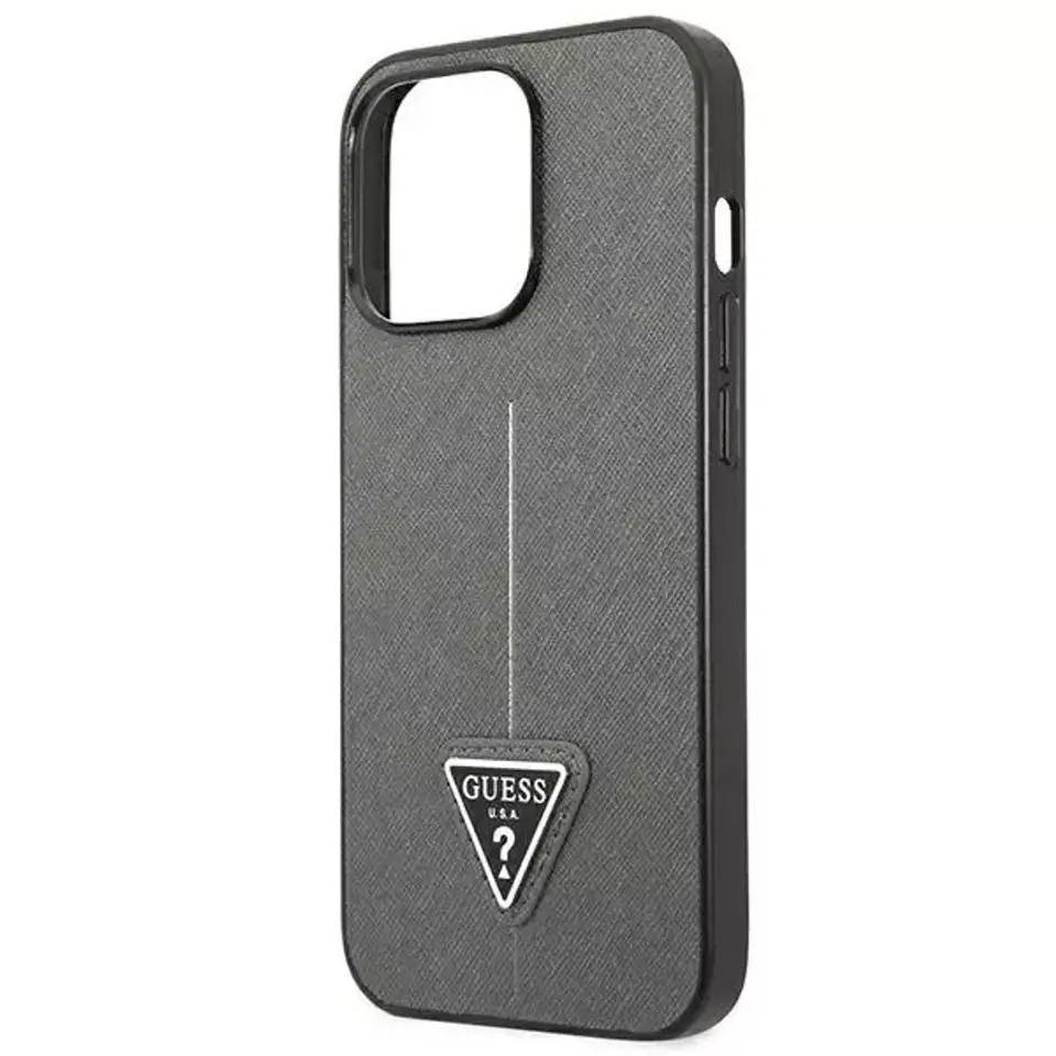 ⁨Guess GUHCP13XPSATLG iPhone 13 Pro Max 6.7" silver hardcase SaffianoTriangle Logo⁩ at Wasserman.eu