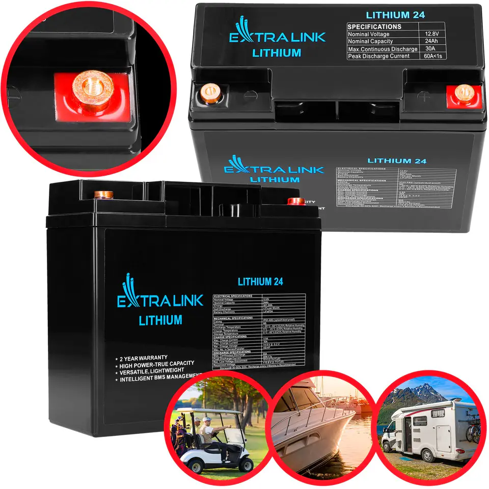 ⁨EXTRALINK BATTERY ACCUMULATOR LITHIUM LIFEPO4 12.8V 24AH, BMS⁩ w sklepie Wasserman.eu