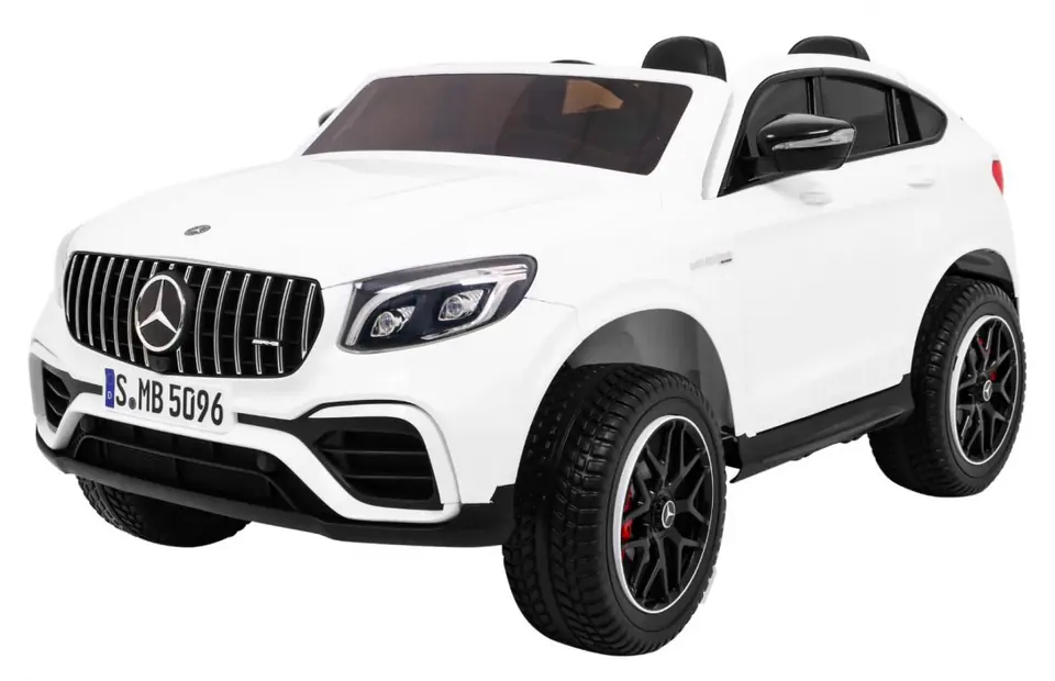 ⁨Auto Mercedes GLC 63S dla dzieci Biały + Napęd 4x4 + MP4 + LED + Ekoskóra + Wolny Start + EVA⁩ w sklepie Wasserman.eu