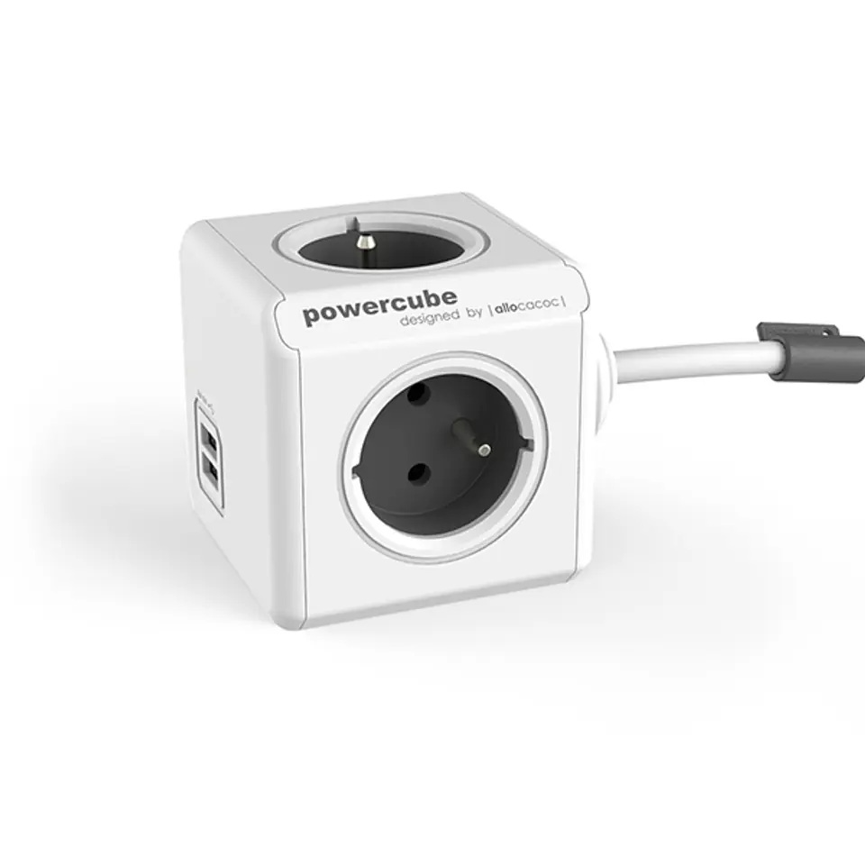 ⁨Przedłużacz allocacoc PowerCube Extended USB 2402GY/FREUPC (1,5m; kolor szary)⁩ w sklepie Wasserman.eu