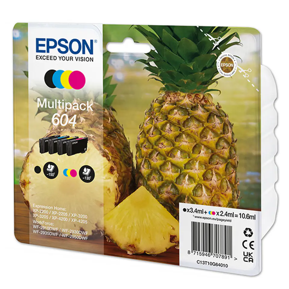 ⁨Epson oryginalny ink / tusz C13T10G64010, T10G640, 604, CMYK, 500s, 3x2.4/3.4ml⁩ w sklepie Wasserman.eu