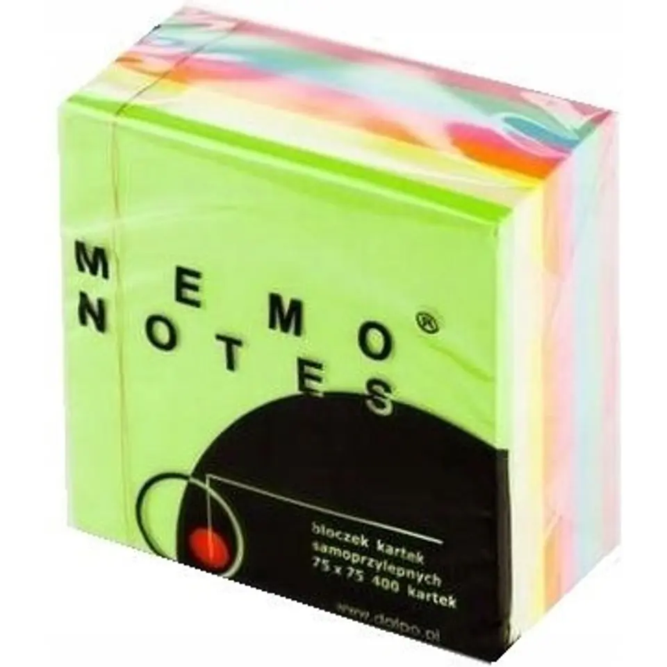 ⁨Bloczek samoprzylepny 75x75mm 400kartek pastel mix 4 kolory MEMO⁩ w sklepie Wasserman.eu