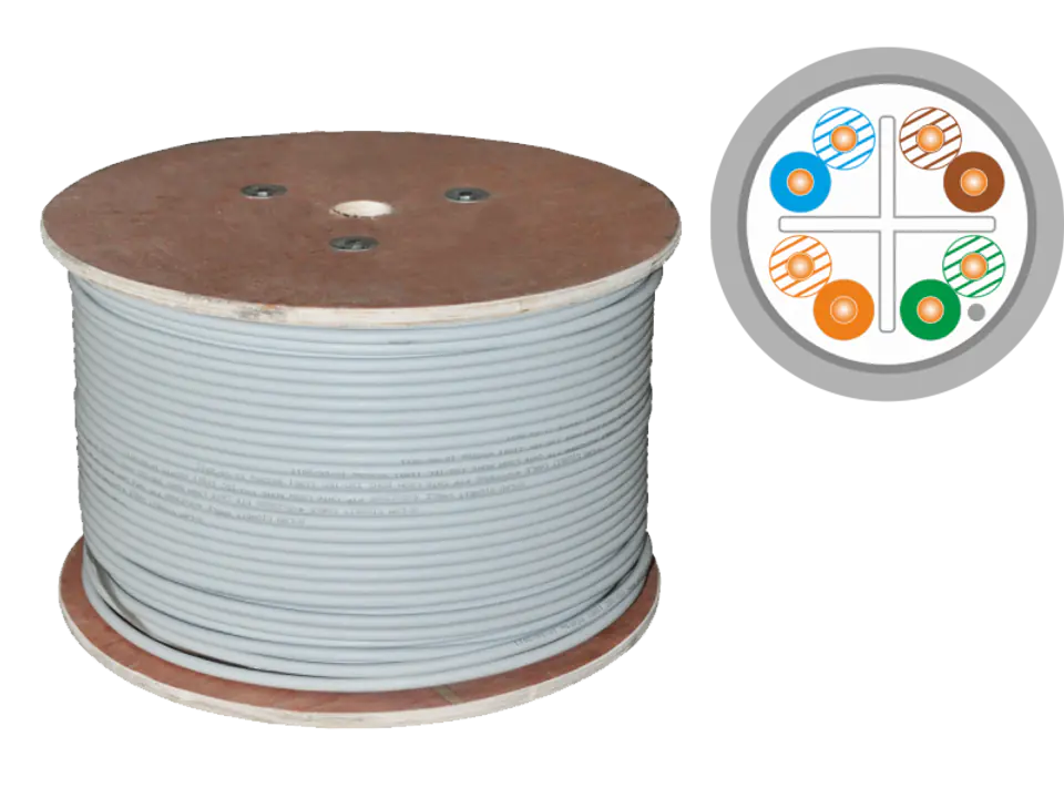 ⁨Kabel F/UTP kat.6, sieciowy, skrętka, PVC, Eca 4PR, 1Gb/s (10Gb/s do 55m), gwarancja 10 lat, szary, 305m - Q-LANTEC⁩ w sklepie Wasserman.eu