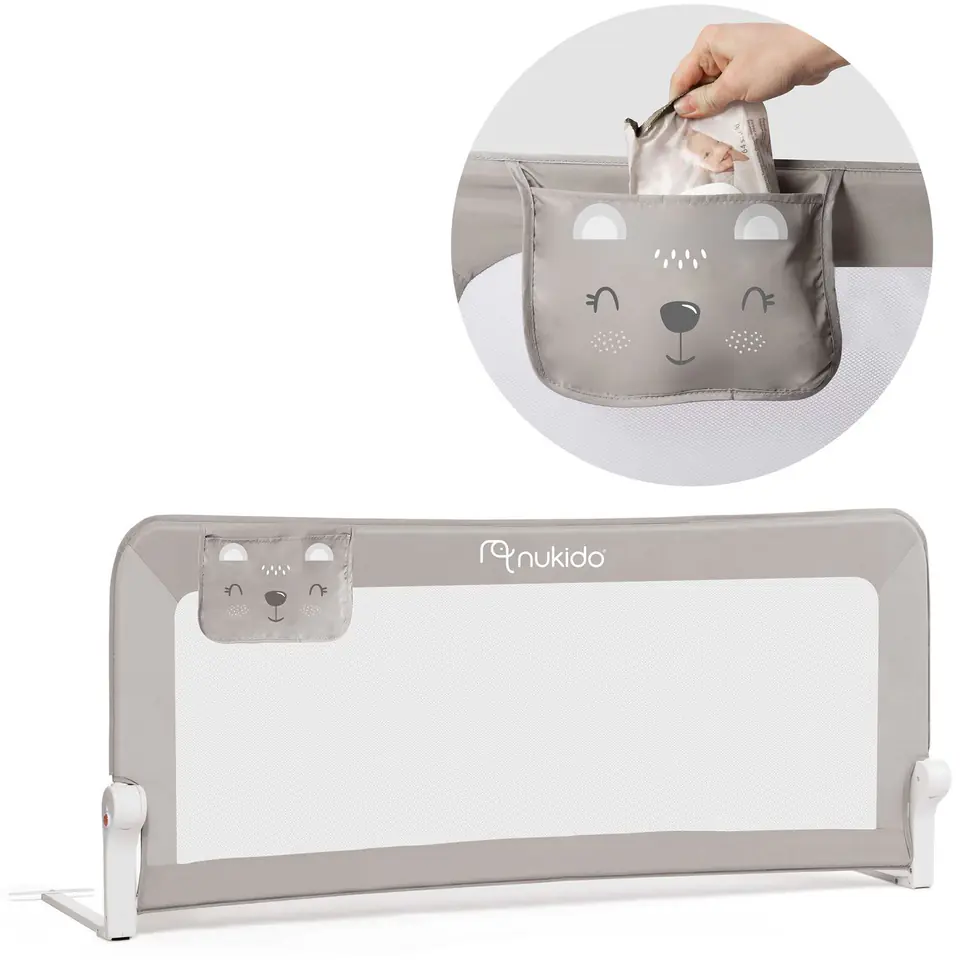 ⁨Barierka ochronna do łóżka 150 x 66 x 35 cm Nukido szara⁩ w sklepie Wasserman.eu