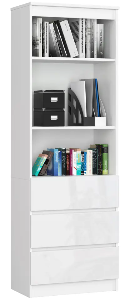 ⁨OFFICE SHELVING R 60 cm CLP 3 DRAWERS 2 SHELVES WHITE / WHITE GLOSS⁩ at Wasserman.eu