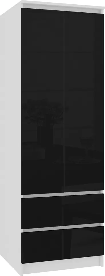 ⁨WARDROBE STAR S 60 cm 2 DOORS 2 DRAWERS WHITE / BLACK GLOSS⁩ at Wasserman.eu