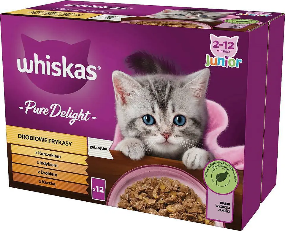 ⁨WHISKAS poultry fritters junior poultry, duck, turkey, chicken - wet cat food - 12x85 g⁩ at Wasserman.eu