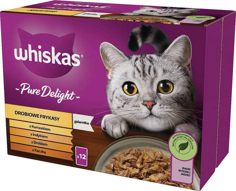 ⁨WHISKAS Pure Delight poultry, duck, turkey, chicken - wet cat food - 12x85 g⁩ at Wasserman.eu