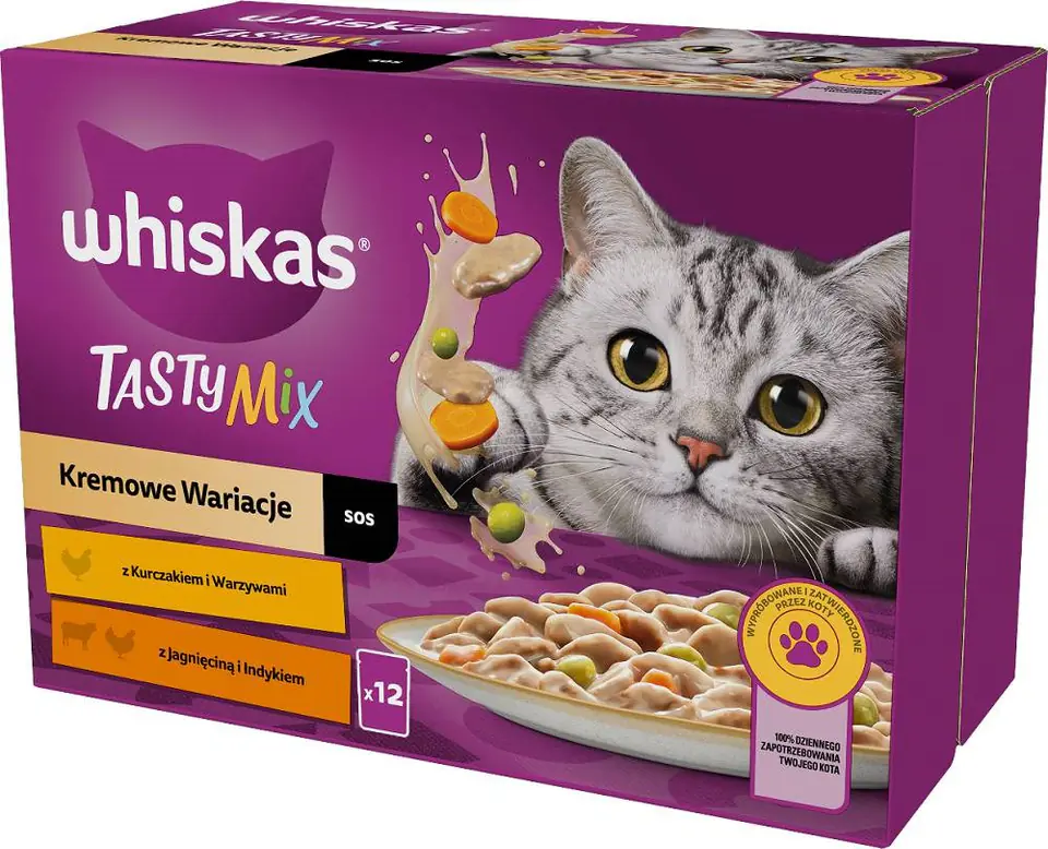 ⁨WHISKAS Tasty Mix Kremowe wariacje w sosie - mokra karma dla kota - saszetka -12x85 g⁩ w sklepie Wasserman.eu