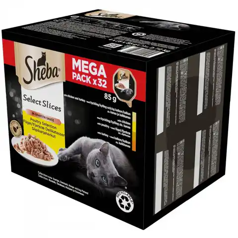 ⁨SHEBA Select Slices drób/kurczak/indyk w sosie - mokra karma dla kota - tacka - 32x85 g⁩ w sklepie Wasserman.eu