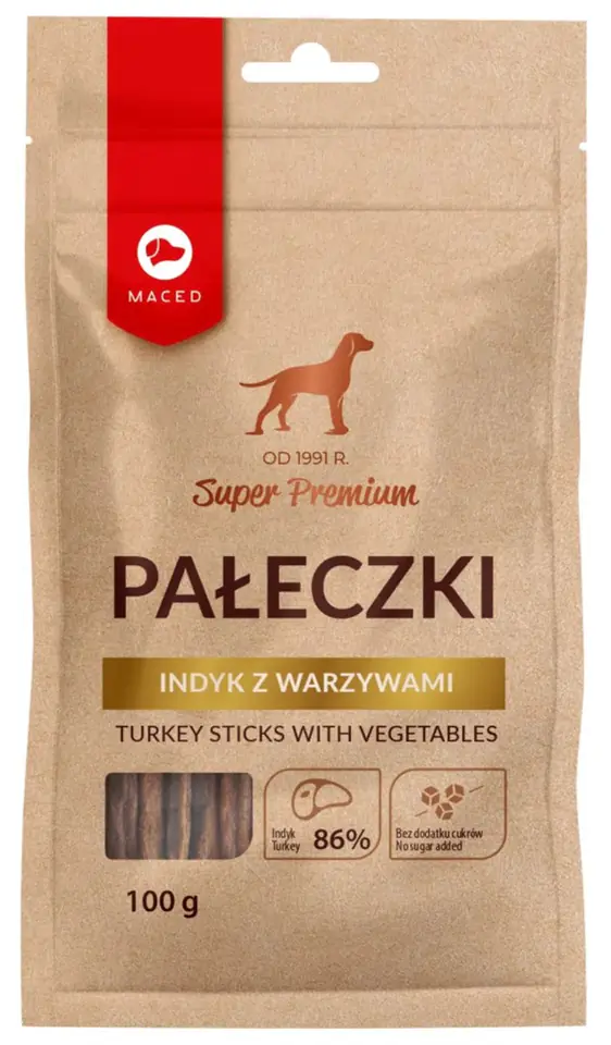 ⁨MACED Pałeczki indyk z warzywami 100g⁩ w sklepie Wasserman.eu