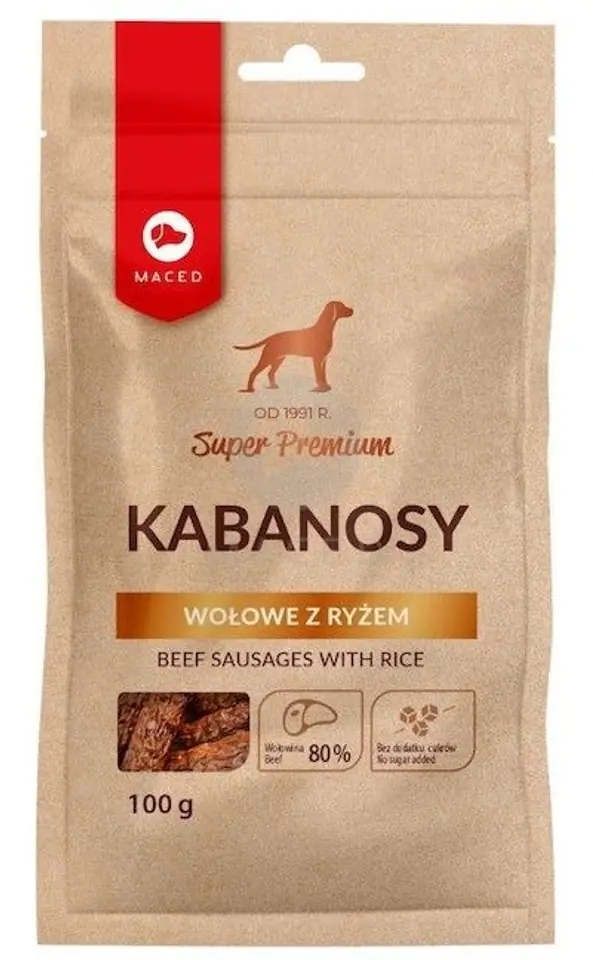 ⁨MACED Kabanosy wołowe z ryżem 100g⁩ w sklepie Wasserman.eu