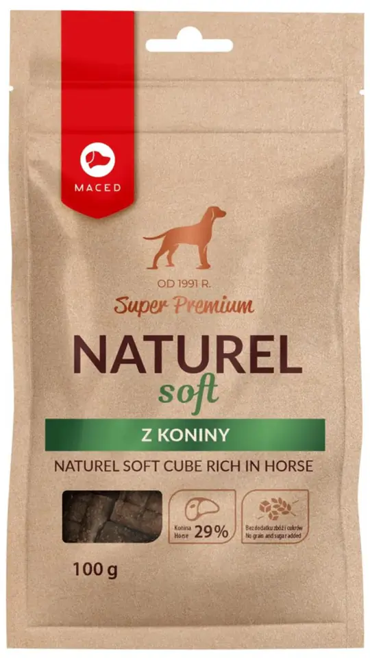 ⁨MACED Naturel soft cube rich in horse - Dog treat - 100g⁩ at Wasserman.eu