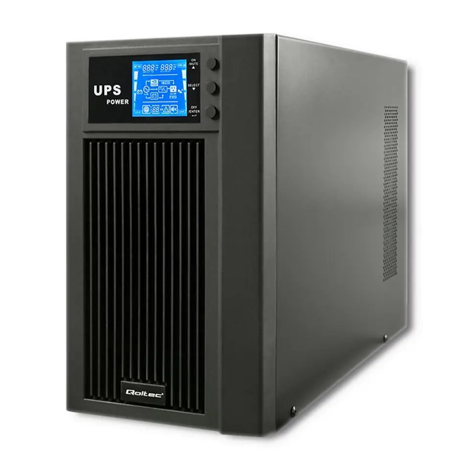 ⁨Qoltec 53043 Uninterruptible Power Supply | On-line | Pure Sine Wave | 3kVA | 2.4k0W | LCD | USB⁩ at Wasserman.eu