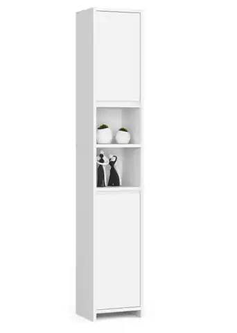 ⁨Bathroom bookcase Uni - White - 2 doors 2 niches⁩ at Wasserman.eu