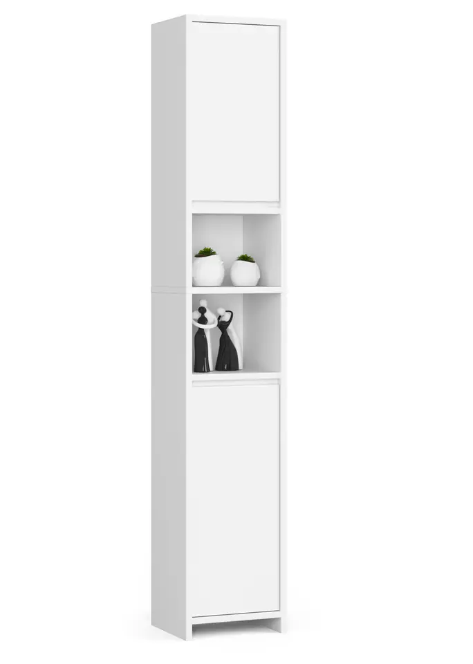 ⁨Bathroom bookcase Uni - White - 2 doors 2 niches⁩ at Wasserman.eu