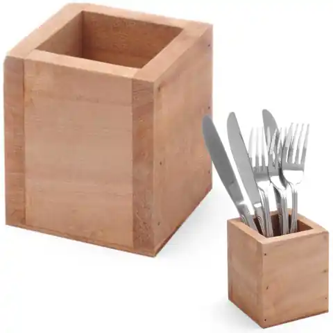 ⁨Cutlery box wooden square 80x80x95 mm - Hendi 664186⁩ at Wasserman.eu