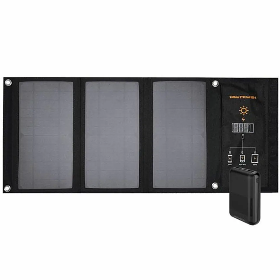 ⁨4smarts Panel słoneczny VoltSolar 21W + powerbank 10000mAh Black 540531⁩ w sklepie Wasserman.eu