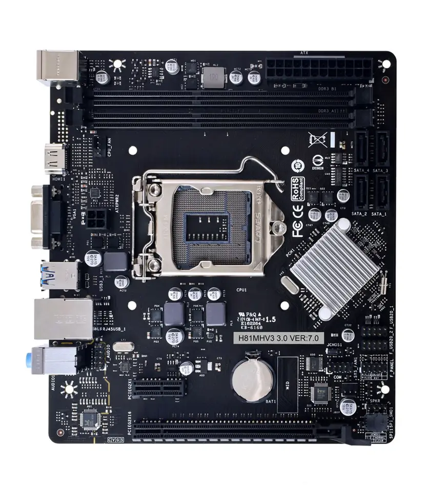 ⁨Biostar H81MHV3 3.0 H81 Intel® H81 LGA 1150 (Socket H3) micro ATX⁩ at Wasserman.eu