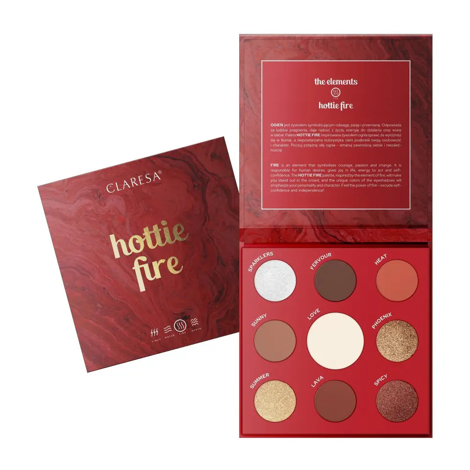 ⁨CLARESA Paleta Cieni do powiek (9) HOTTIE FIRE 12g⁩ w sklepie Wasserman.eu