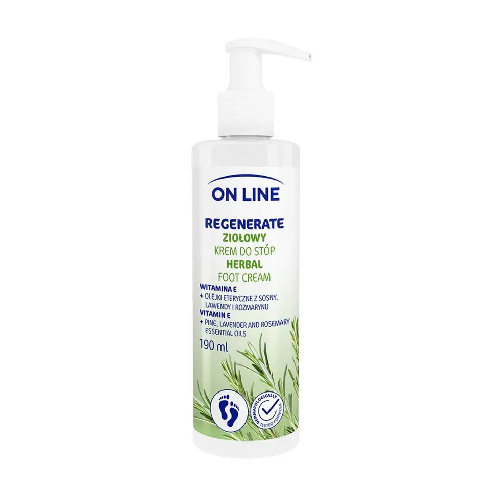 ⁨On Line Ziołowy Krem do stóp Regenerate 190ml⁩ w sklepie Wasserman.eu