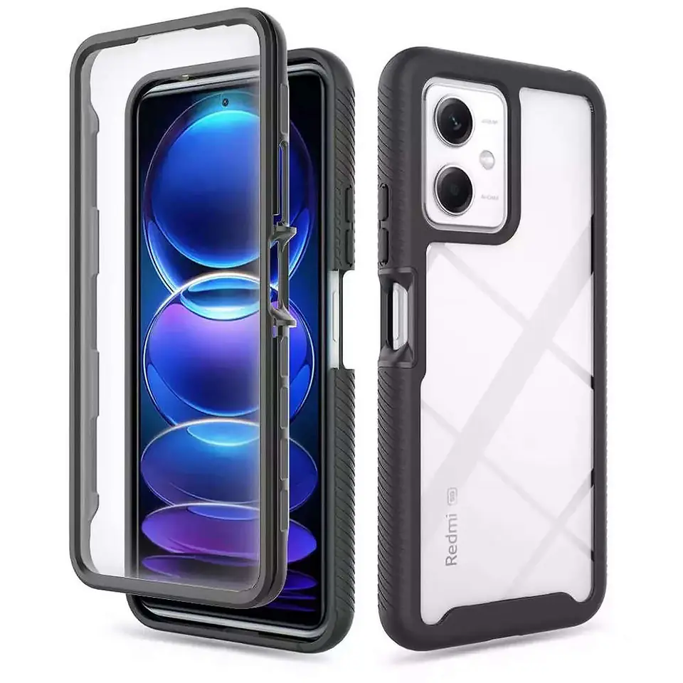 ⁨Etui do Xiaomi Redmi Note 12 5G / Poco X5 pancerne obudowa + folia na ekran hydrożelowa Case 360 Defense Pro czarne⁩ w sklepie Wasserman.eu