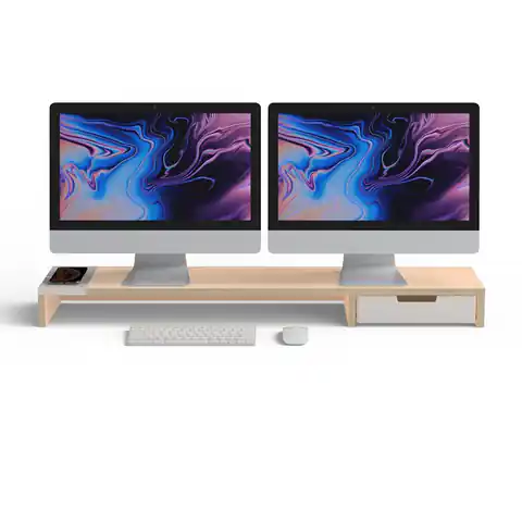 ⁨POUT EYES9 - All-in-one wireless charging & hub station for dual monitors, Deep White⁩ at Wasserman.eu