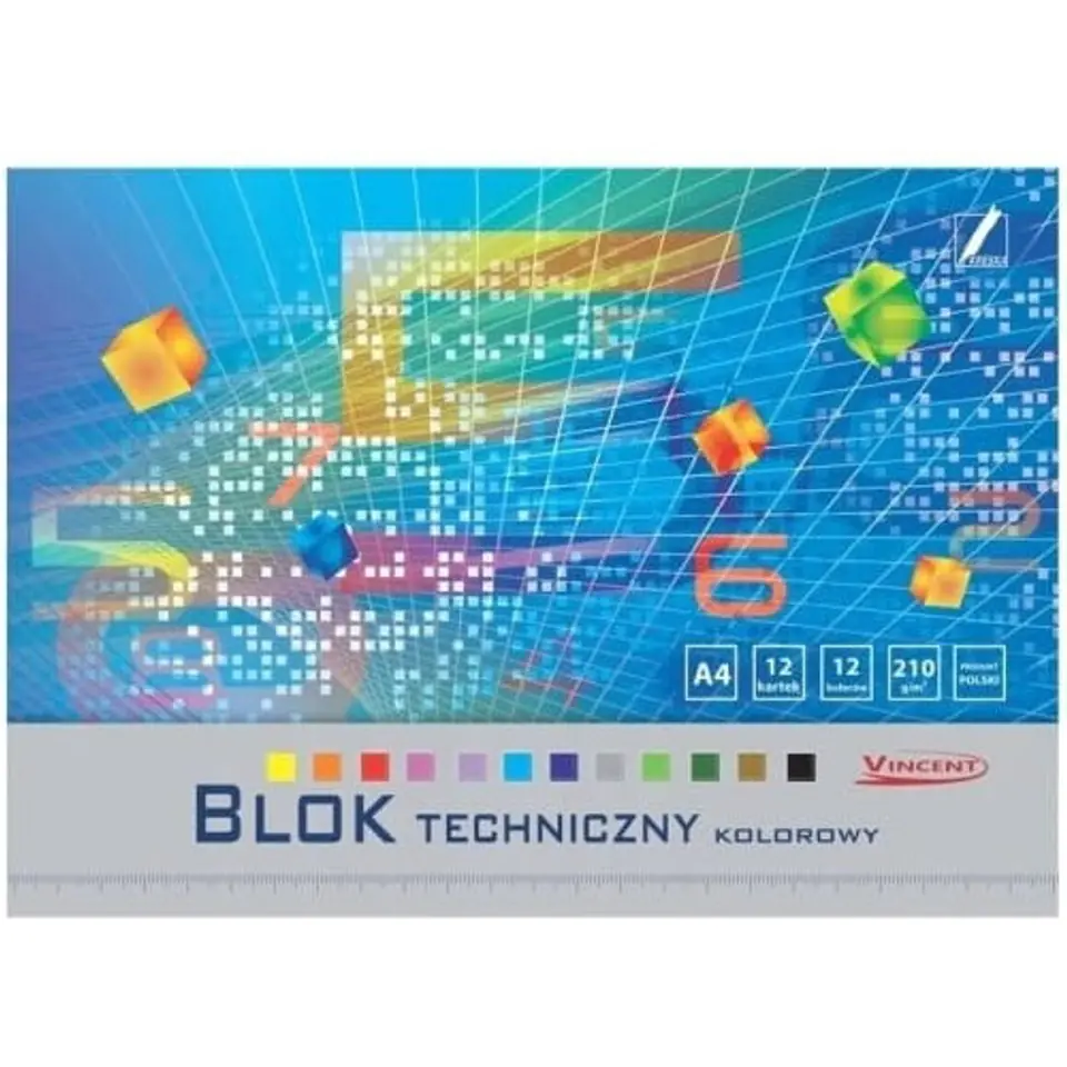 ⁨Blok techniczny kolorowy A4 12k 210g Vincent KRESKA⁩ w sklepie Wasserman.eu