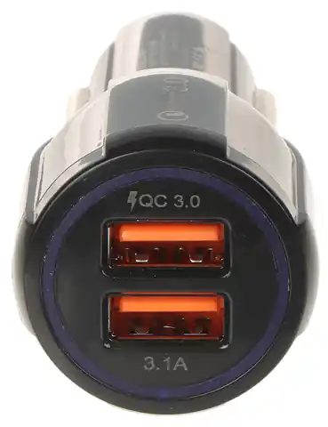 ⁨ŁADOWARKA SAMOCHODOWA USB 5V/3.1A/2XUSB-QUICK3.0/CAR⁩ w sklepie Wasserman.eu