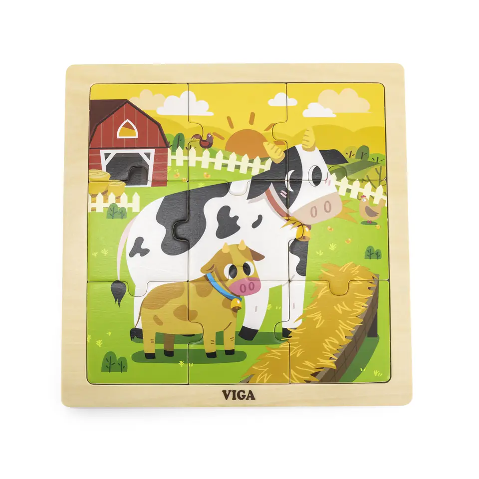 Viga 44623 Puzzle na podkładce 9 elementów - Krowa w sklepie Wasserman.eu