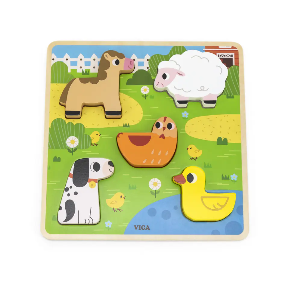 ⁨Viga 44662 Drewniane puzzle - Farma⁩ w sklepie Wasserman.eu