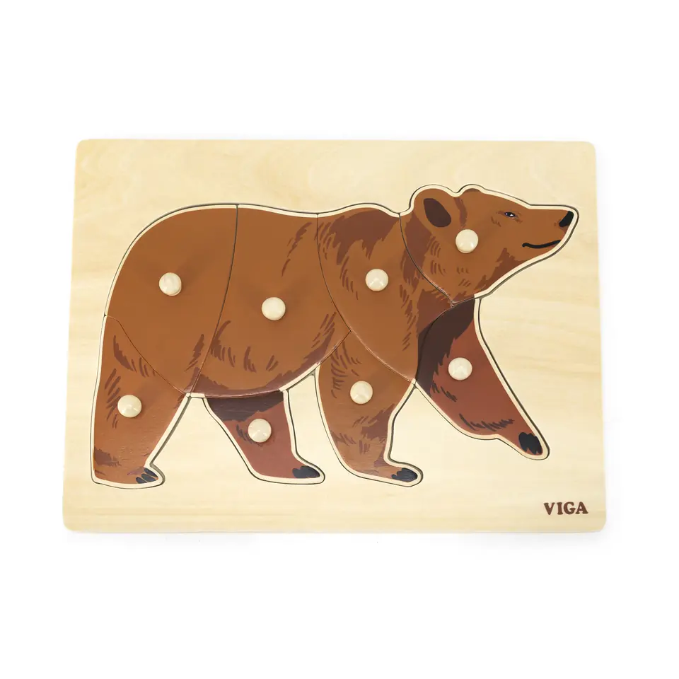 Viga 44606 Puzzle na podkładce z uchwytami - Miś w sklepie Wasserman.eu