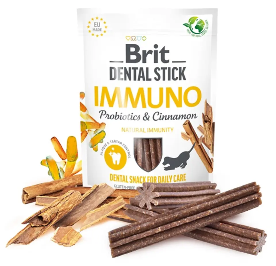 ⁨Brit Dental Stick Immuno Probiotics & Cinnamon 251g⁩ w sklepie Wasserman.eu