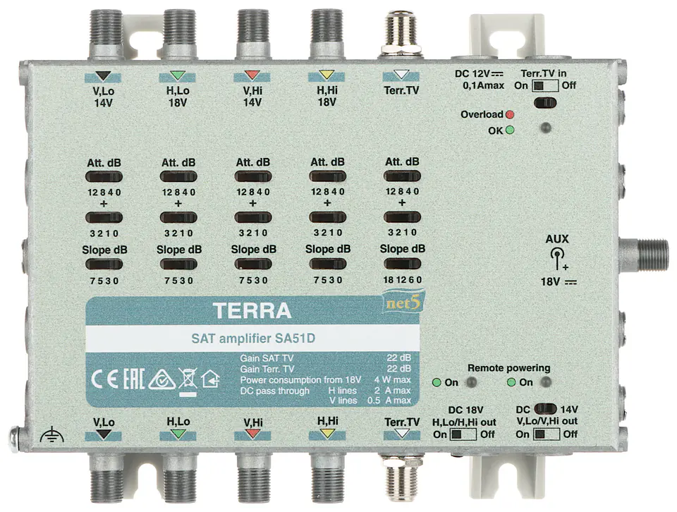 ⁨WZMACNIACZ DO MULTISWITCHY SA-51D 5 WEJŚĆ / 5  WYJŚĆ TERRA⁩ w sklepie Wasserman.eu