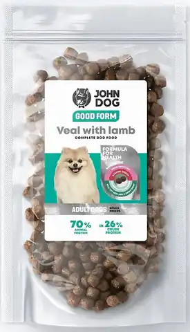 ⁨JOHN DOG Good Form Adult Mini  Veal with lamb - Trockenfutter für Hunde - 120 g⁩ im Wasserman.eu