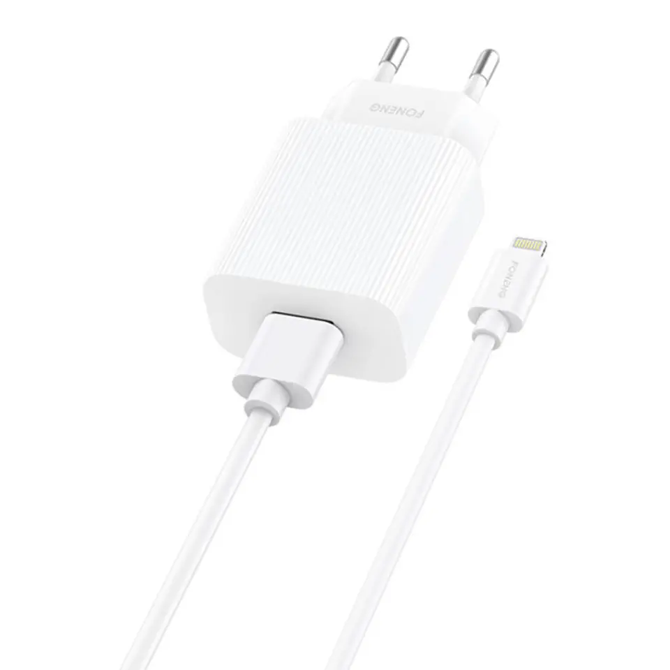 ⁨Ładowarka sieciowa Foneng EU28, 2.4A + Kabel USB-A do Lightning⁩ w sklepie Wasserman.eu