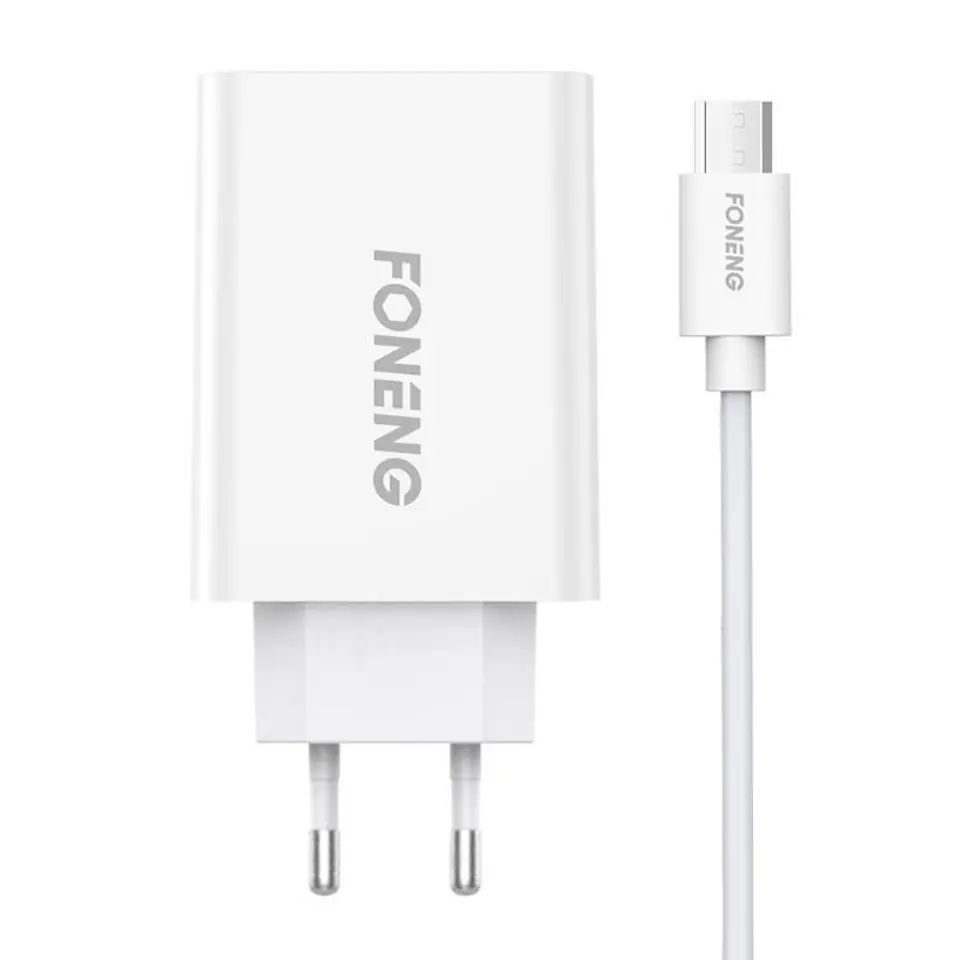 ⁨Ładowarka sieciowa Foneng EU43, 1x USB + Kabel USB Micro⁩ w sklepie Wasserman.eu