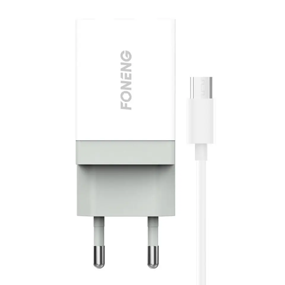 ⁨Ładowarka sieciowa Foneng K210 10.5W, 1xUSB + Kabel USB Micro⁩ w sklepie Wasserman.eu