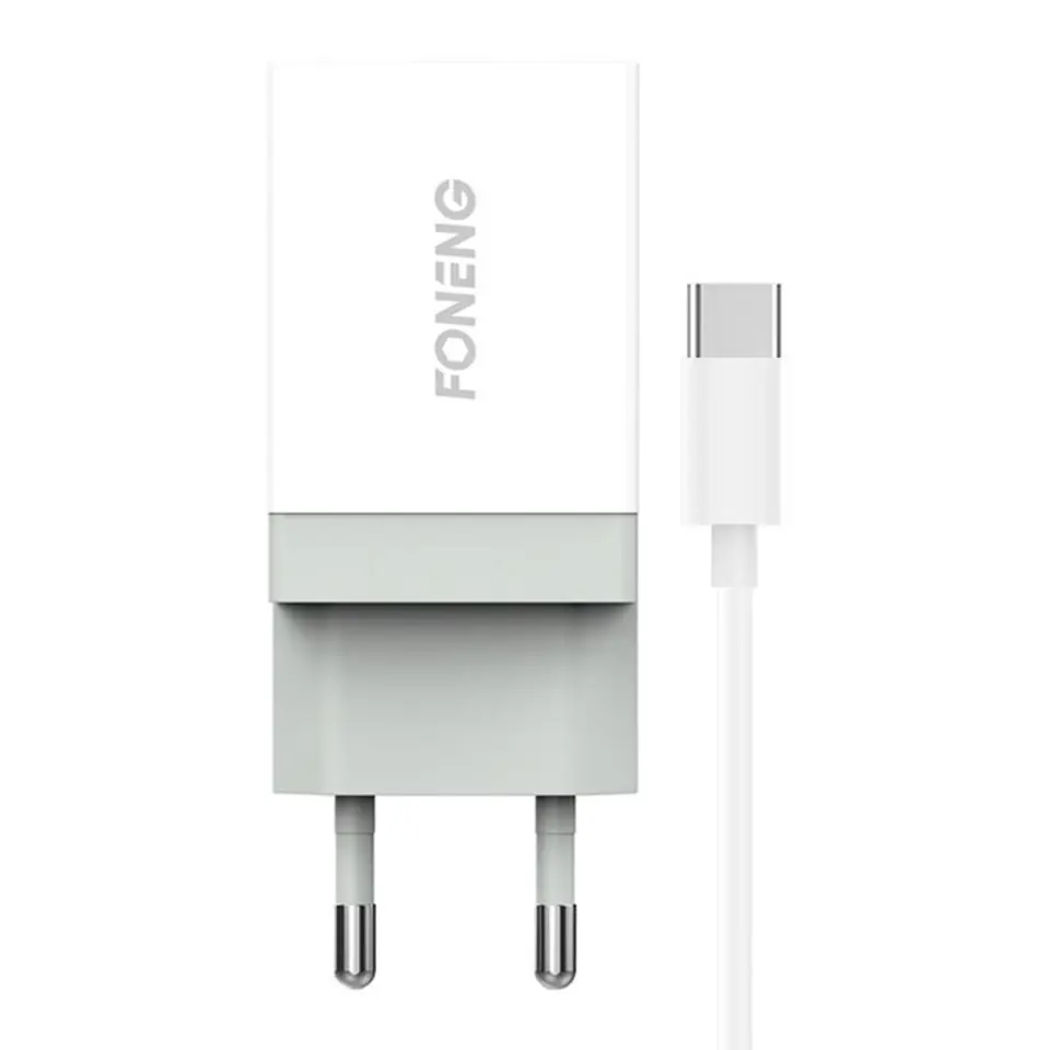 ⁨Ładowarka sieciowa Foneng K210 10.5W, 1xUSB + Kabel USB C 1m⁩ w sklepie Wasserman.eu