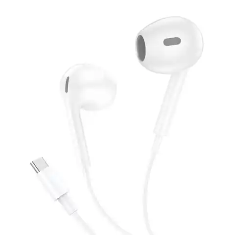 ⁨Słuchawki douszne, przewodowe Foneng T61, USB-C (białe)⁩ w sklepie Wasserman.eu