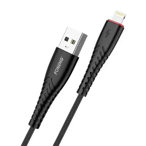⁨Kabel USB do Lightning Foneng X15, 2.4A, 1.2m (czarny)⁩ w sklepie Wasserman.eu