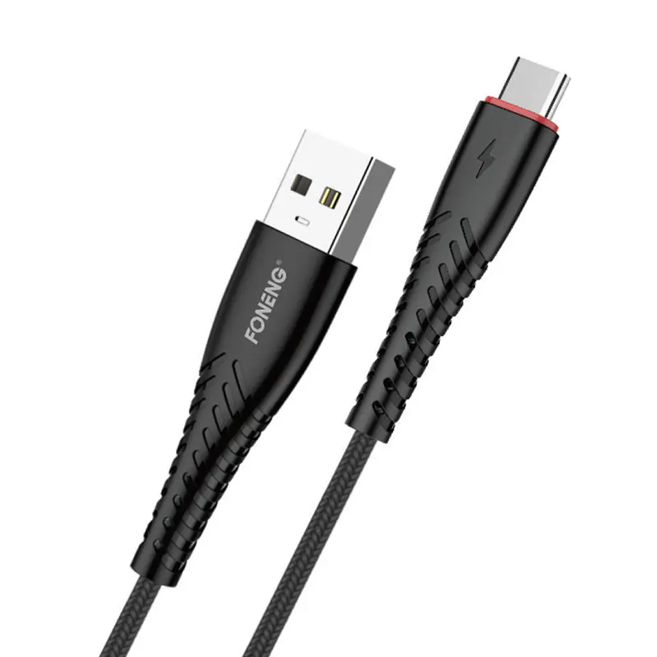 ⁨Kabel USB do USB-C Foneng X15, 2.4A, 1.2m (czarny)⁩ w sklepie Wasserman.eu