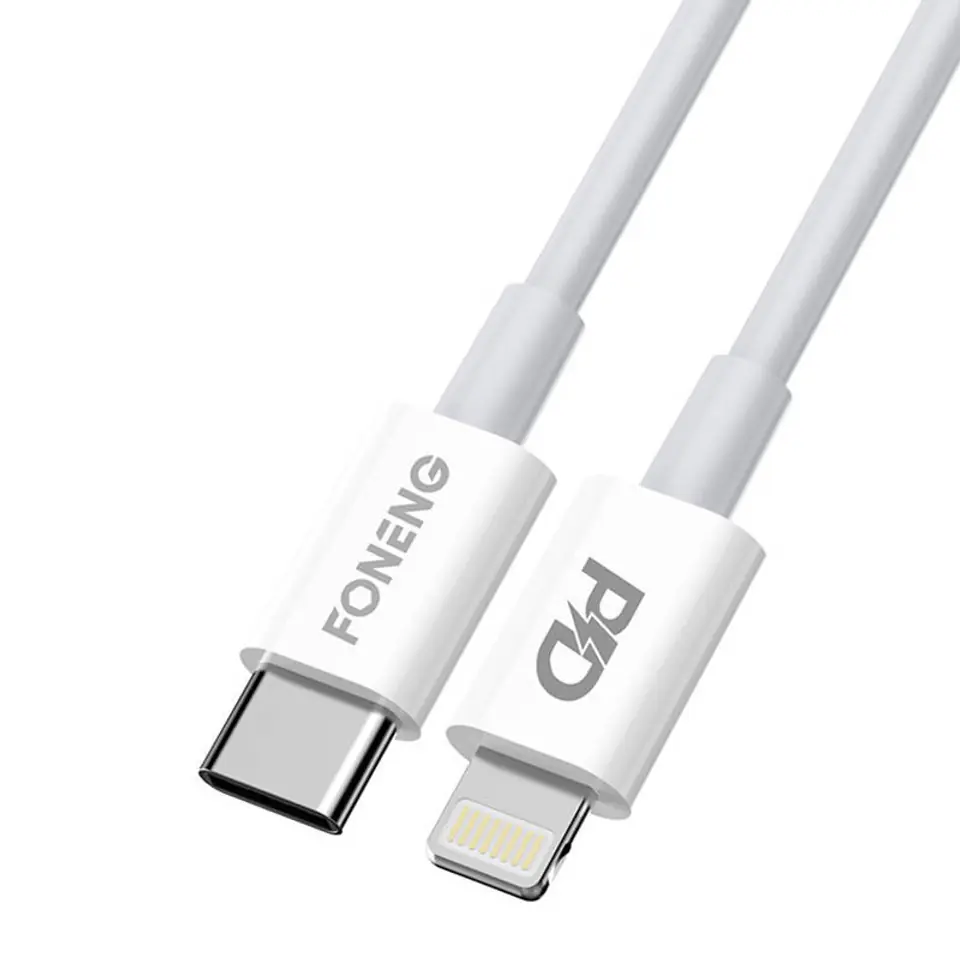 ⁨Kabel USB-C do Lightning Foneng X31, 3A, 2M (biały)⁩ w sklepie Wasserman.eu