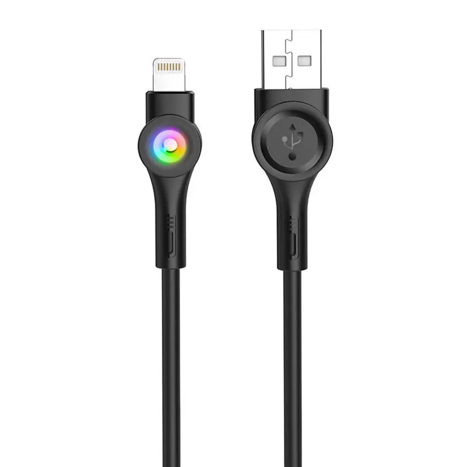 ⁨Kabel USB do Micro USB Foneng X59 LED, 3A, 1m (czarny)⁩ w sklepie Wasserman.eu